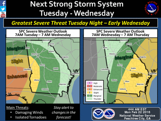 Strong storms possible Tuesday and Wednesday