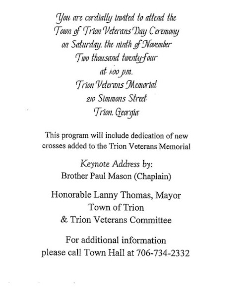 Trion Veteran's Day Ceremony 2024