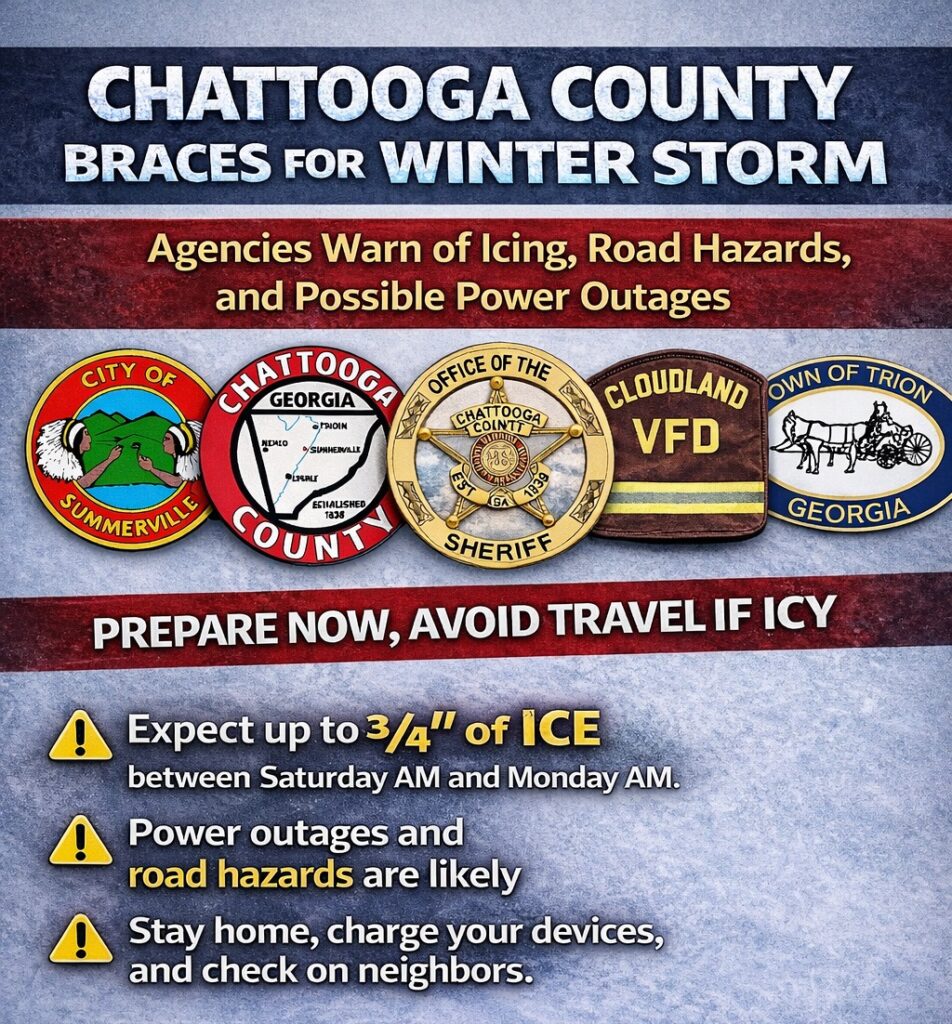 Chattooga County Agencies Urge Residents to Prepare for Icing, Possible