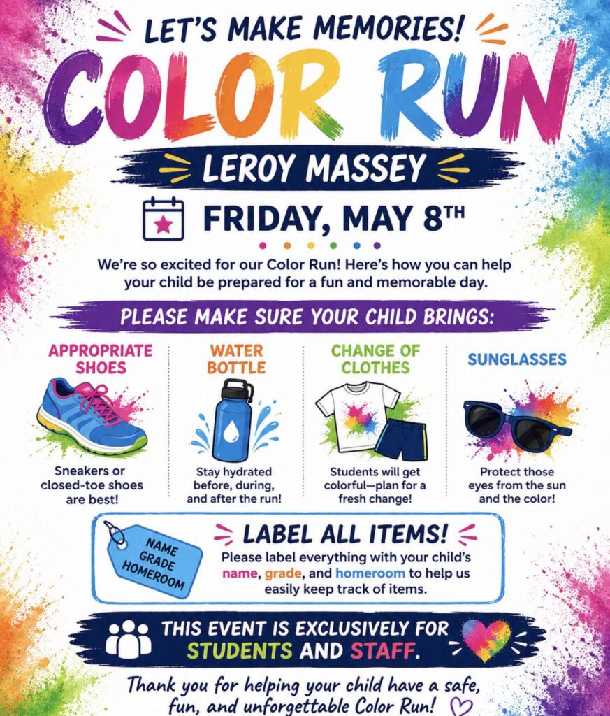 Leroy Massey Elementary To Hold Color Run Friday | AM 1180 Radio